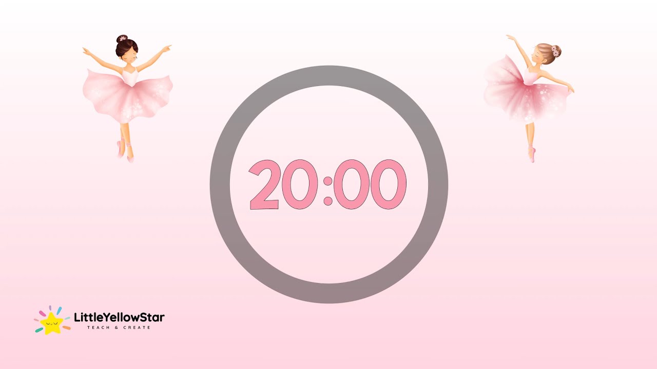Calm Ballerina Timer – 20 Minutes Countdown With Gentle Music | Cute Kids Timer