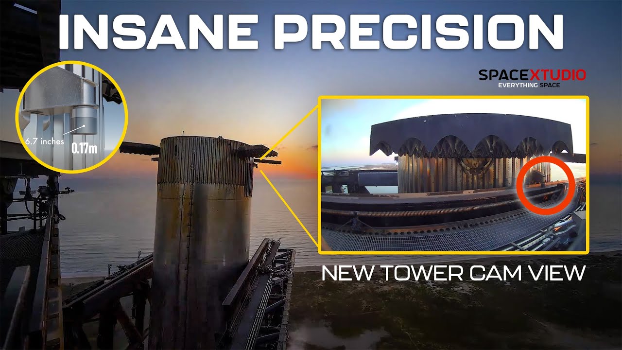 Insane Precision Booster Catch View from the Tower Cam | Starship Catch 1