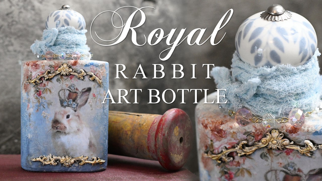 Royal Rabbit Art Bottle - Upcycling A Glass Bottle into Collectible Decor