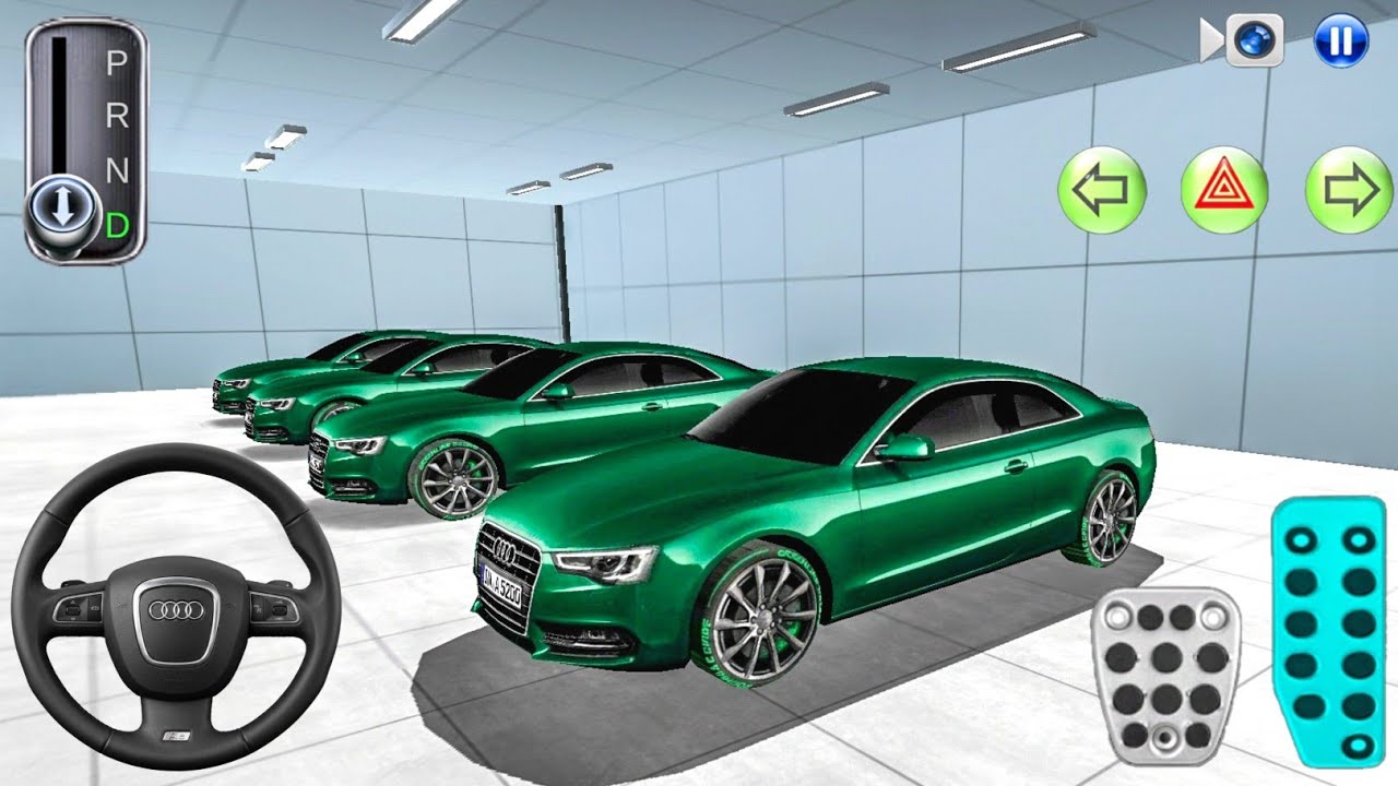 All Green Sedan Car Audi A5 Cars Stuck at Supercar Store - 3D Driving Class 2026 - 3D Car game