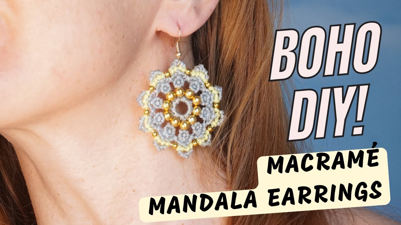 DIY Elegant Macrame Mandala Earrings with Beads – Step-by-Step Tutorial!