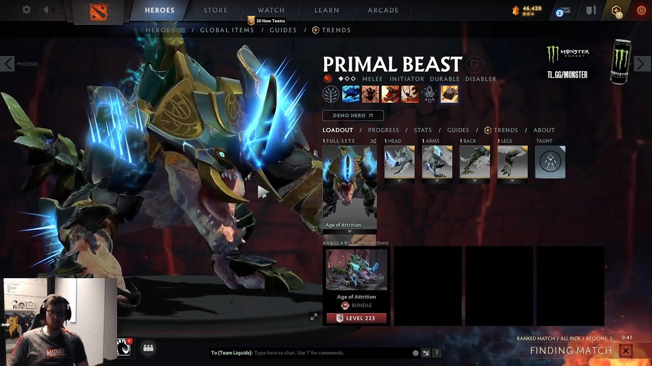 Qojqva checks out new Dinosaur Primal Beast skin from Battle Pass