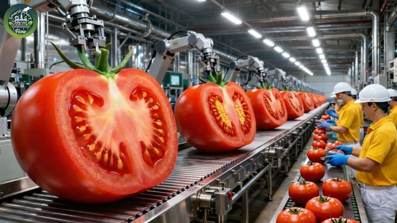 Inside a Modern Tomato Factory From Fresh Tomatoes to Premium Tomato Sauce