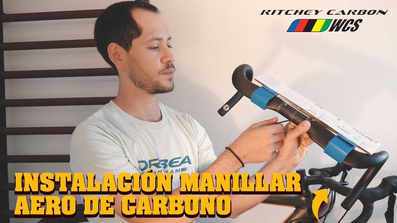 Instalación de manillar de bicicleta de carretera aero y carbono y ajuste de manetas