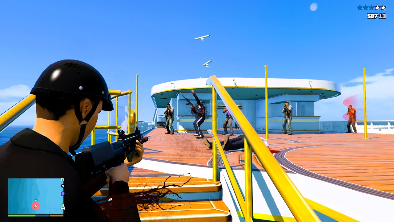 GTA 5 – Korean Gang Yacht Shootout & Five-Star Escape