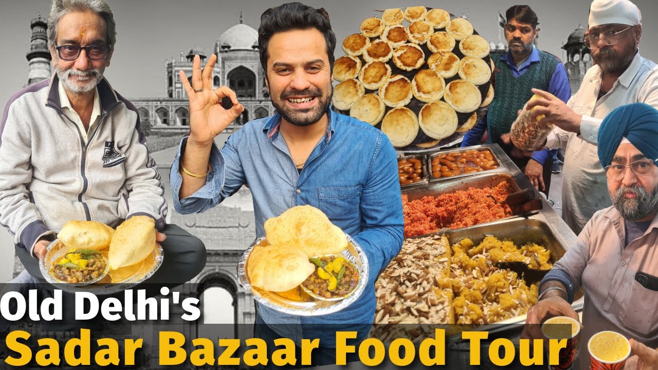STREET FOOD SADAR BAZAAR Old Delhi | Nand Di Hatti, Famous Daulat Chaat, Rajma Palak Rice