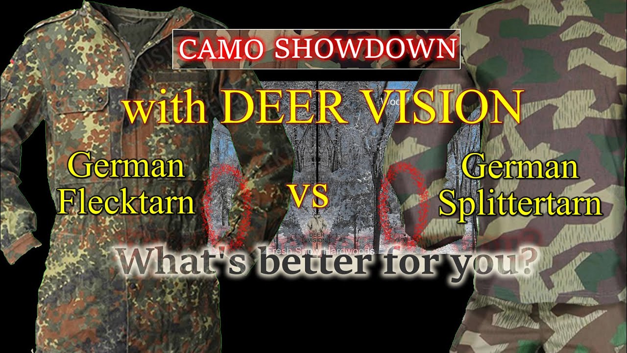 Which is best? German Flecktarn Vs. German Splittertarn on 12 Backgrounds with Deer Vision.