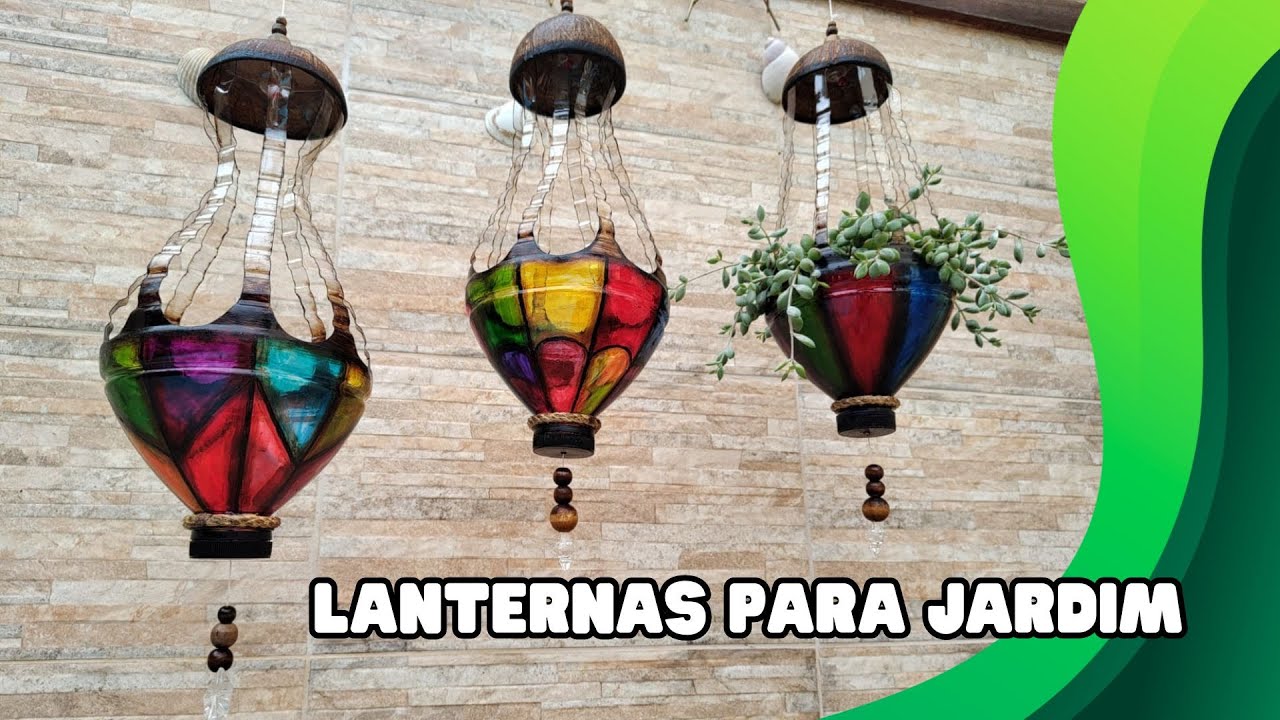 Como fazer lindas LANTERNAS para  jardim com galões plásticos e cascas de coco / Jardim sustentável