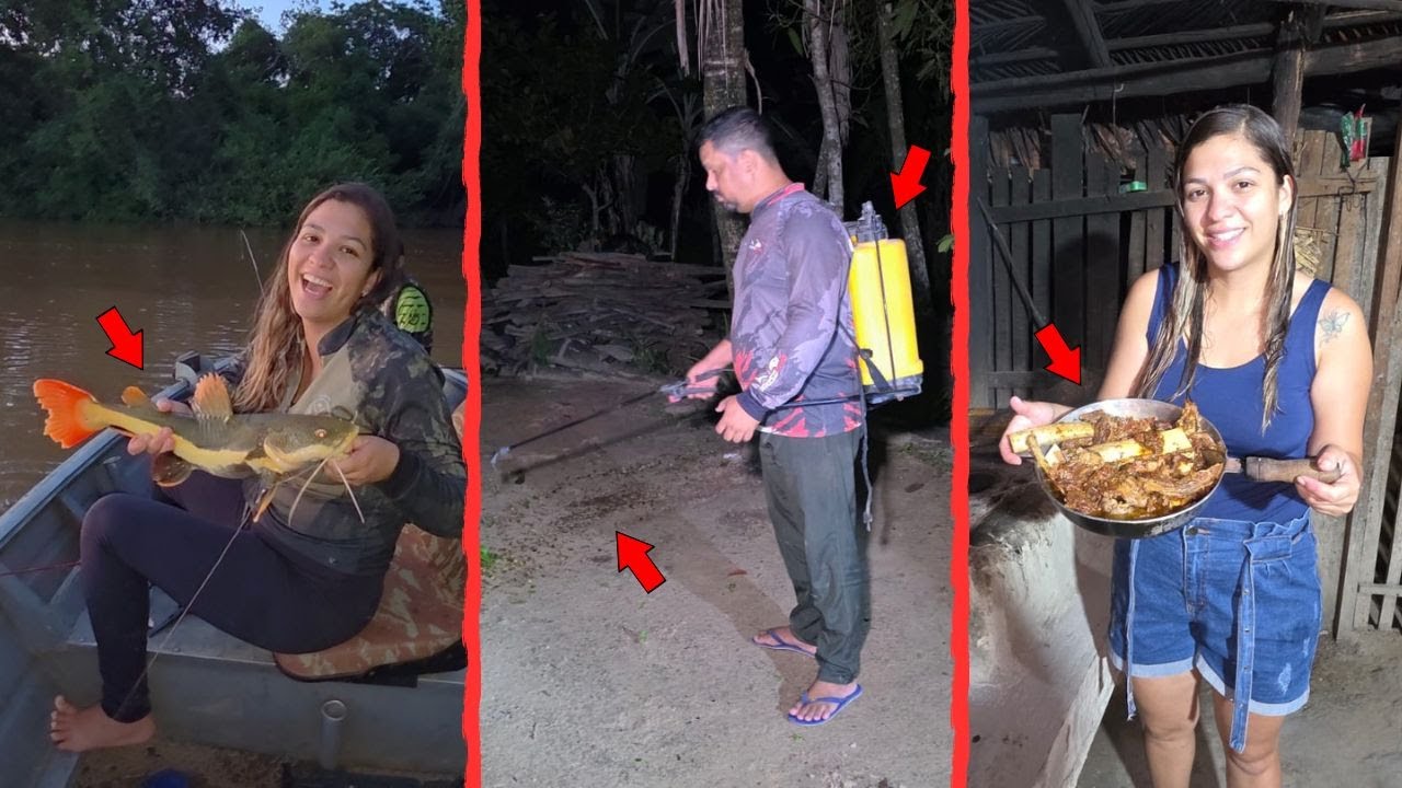 Fizemos uma pescaria e no final tivemos uma surpresa Nossa frutiferas estavão sendo devoradas