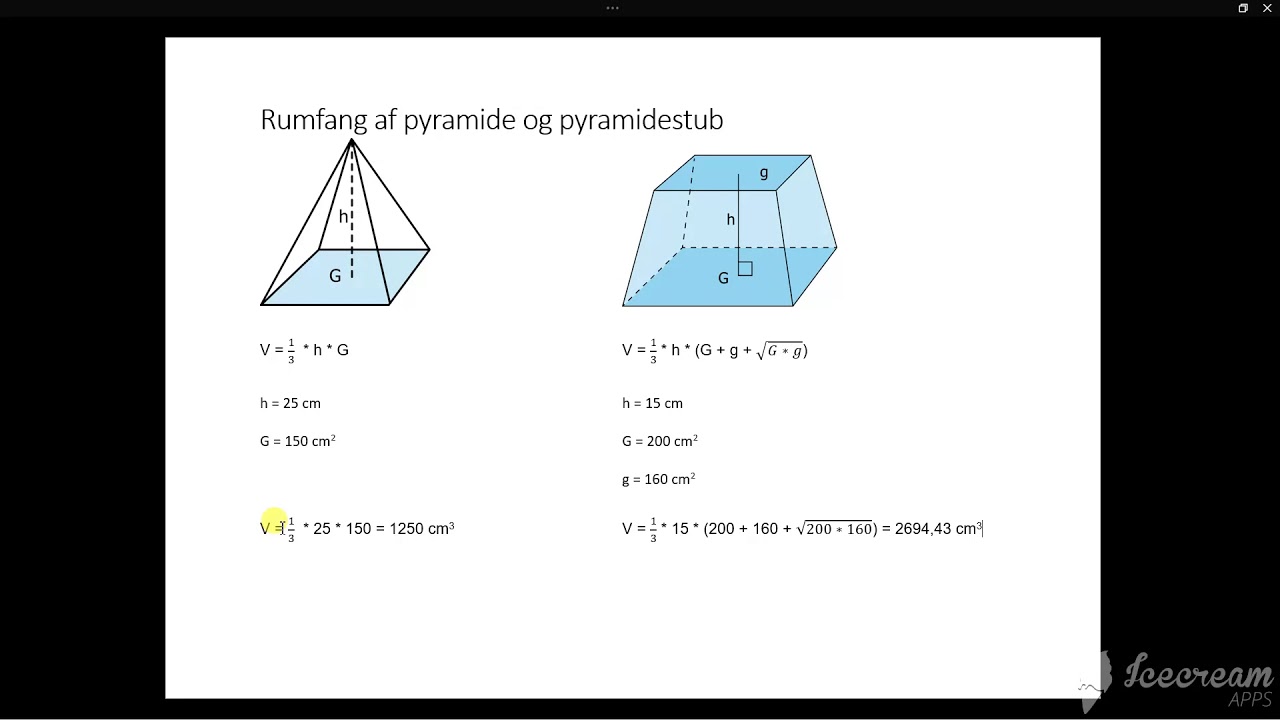 Rumfang af pyramide og pyramidestub