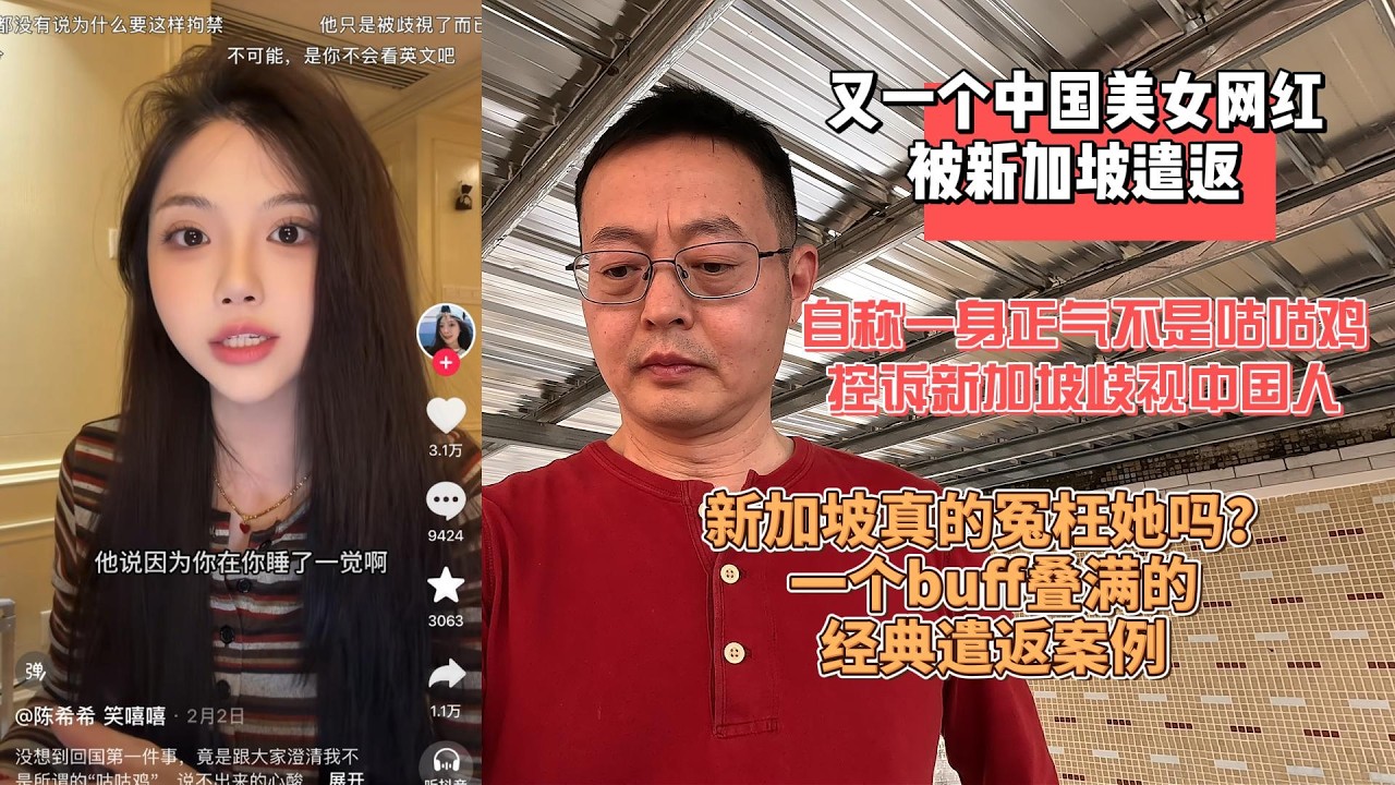 又一个中国美女网红被新加坡遣返 自称一身正气不是咕咕鸡 控诉新加坡歧视中国人 新加坡真的冤枉了她吗？一个buff叠满的经典遣返案例