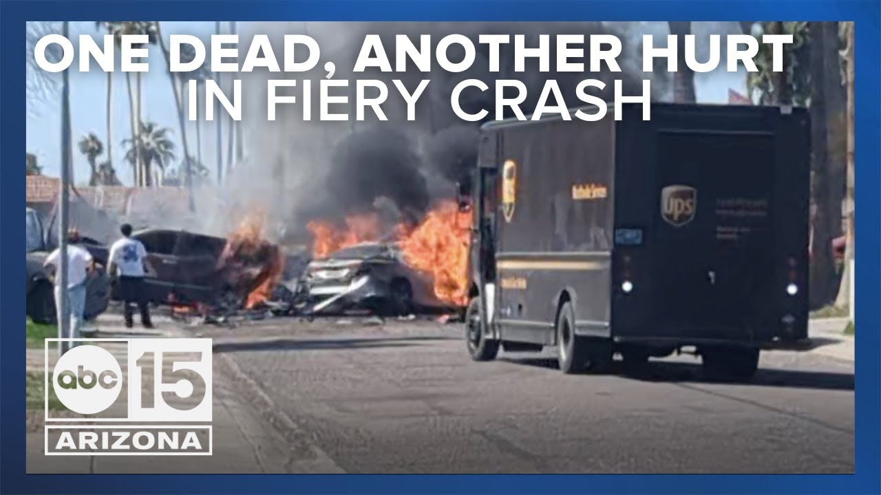 One dead, another hurt after fiery crash near 67th Avenue and Van Buren Street in west Phoenix