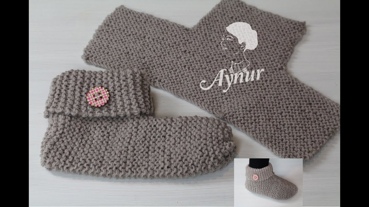 DIY knitting for beginners I Simple slippers knitting I Socks knitting I Kolay &ouml;rg&uuml; ev botu