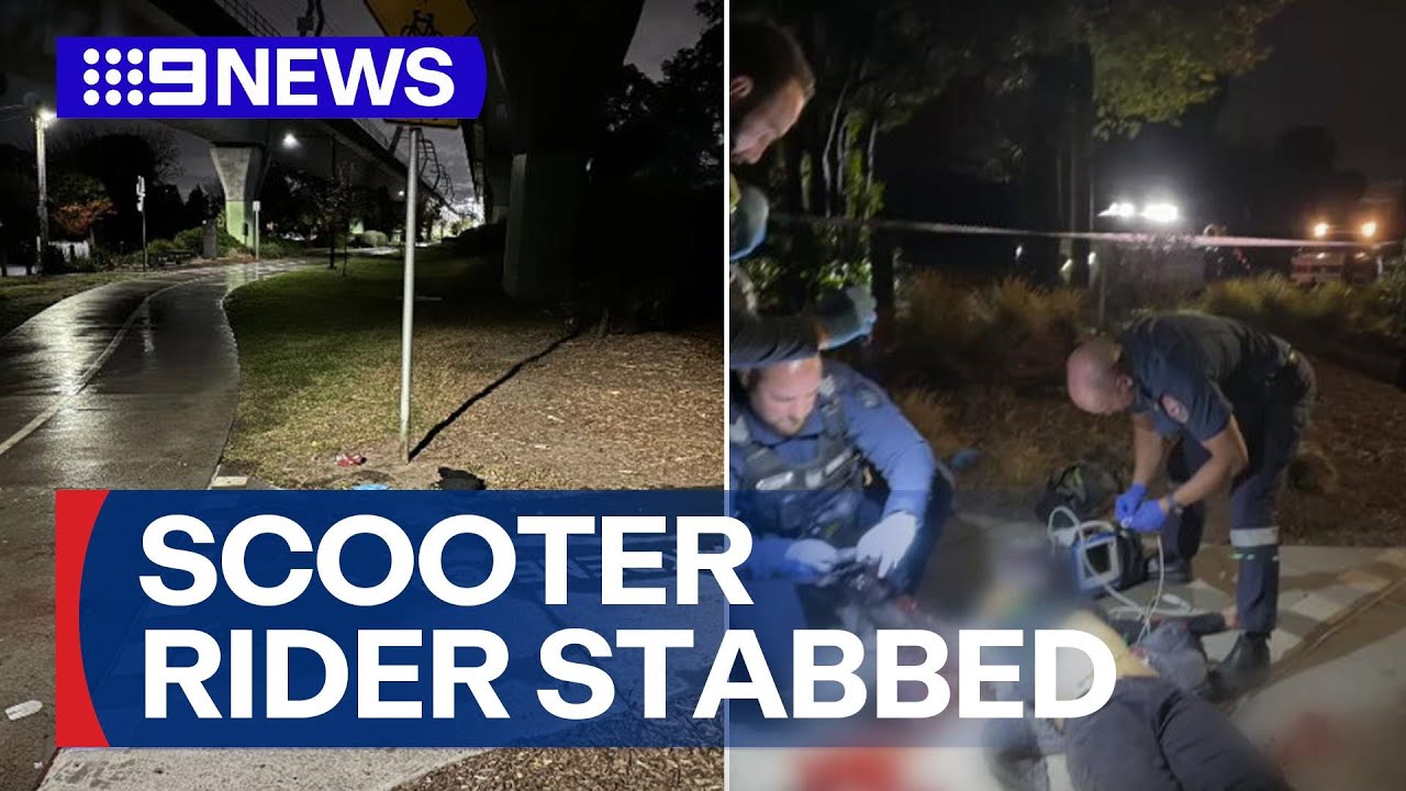 25-year-old stabbed, before his e-scooter is stolen | 9 News Australia