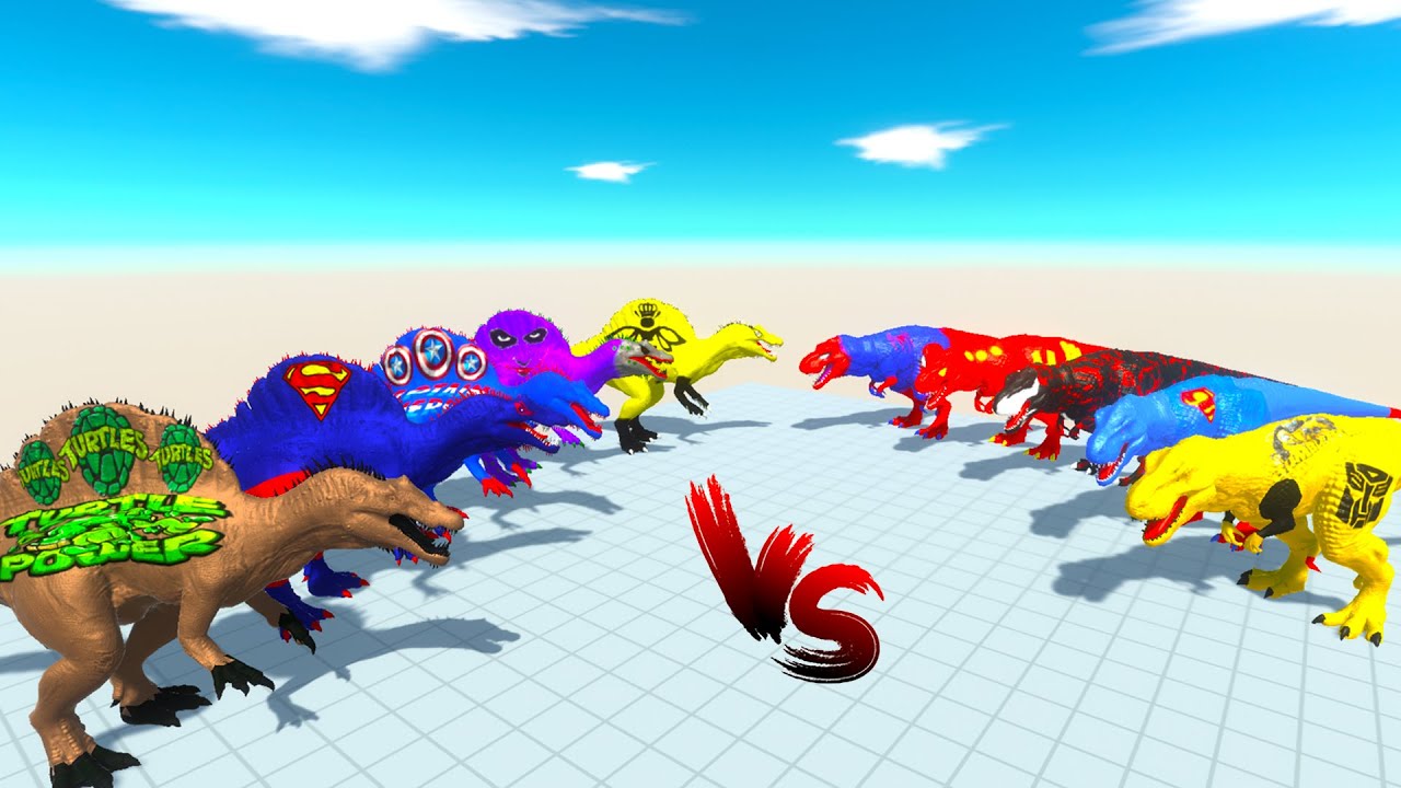 ARBS DINOSAUR  HULK + SUPERMAN + SPIDER-MAN TOURNAMENT FIGHT - Animal Revolt Battle Simulator