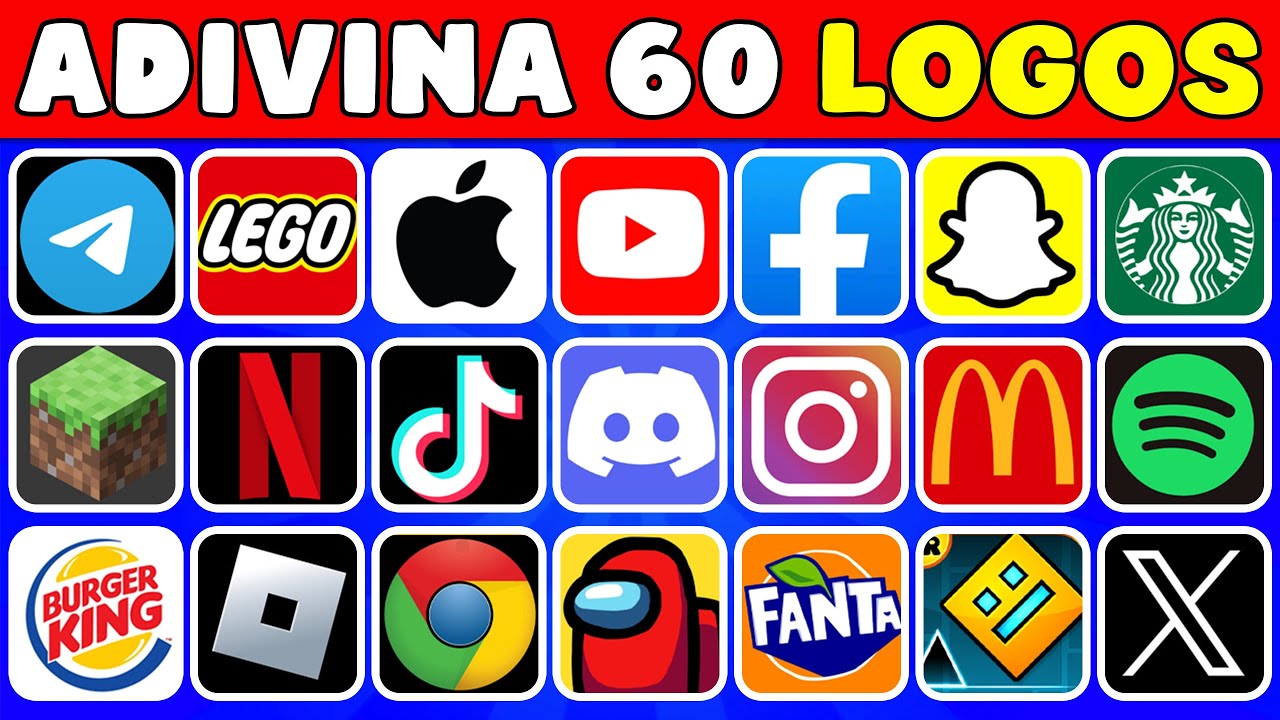 Adivina 60 LOGOS En Solo 3 SEGUNDOS😱⏱️Twitter💙TikTok🖤Youtube💖Instagram🧡Adivina El Logo😱🎶