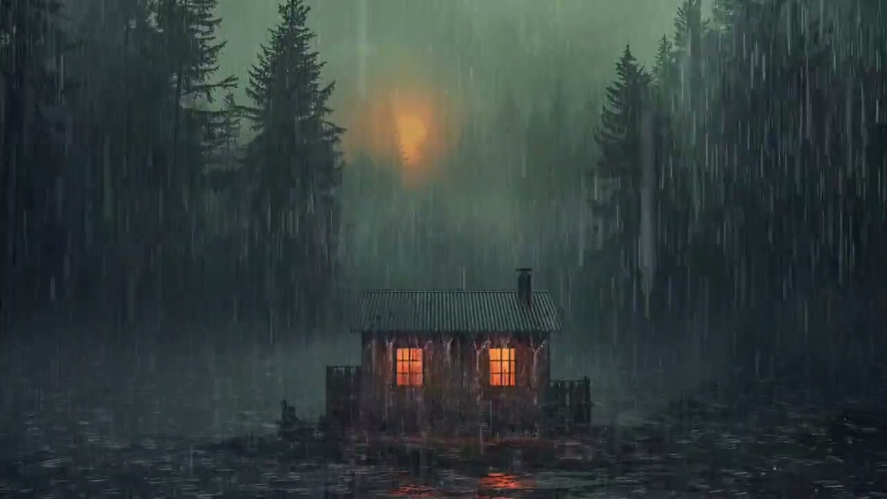 99% of YOU will Fall Asleep Fast | Strong Rain & Mighty Thunder on the Roof of Forest House at Night