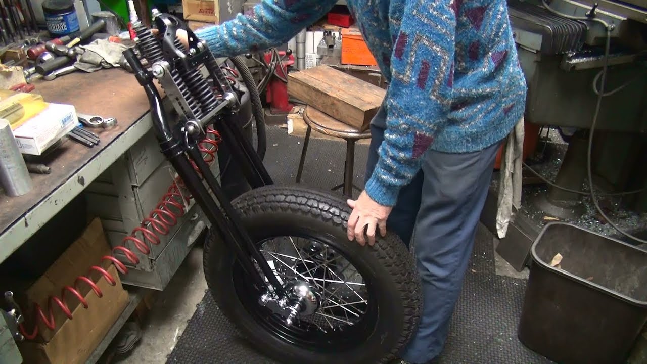 1936-1948 #110 knucklehead springer bobber disc brake conversion shovelhead harley by tatro machine