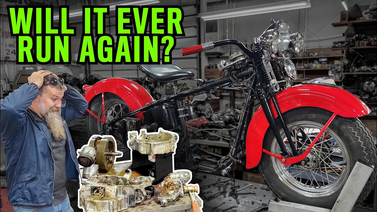 Total Rebuild - Reviving Flooded Flathead Harley Motorcycle Sitting 10 Years.