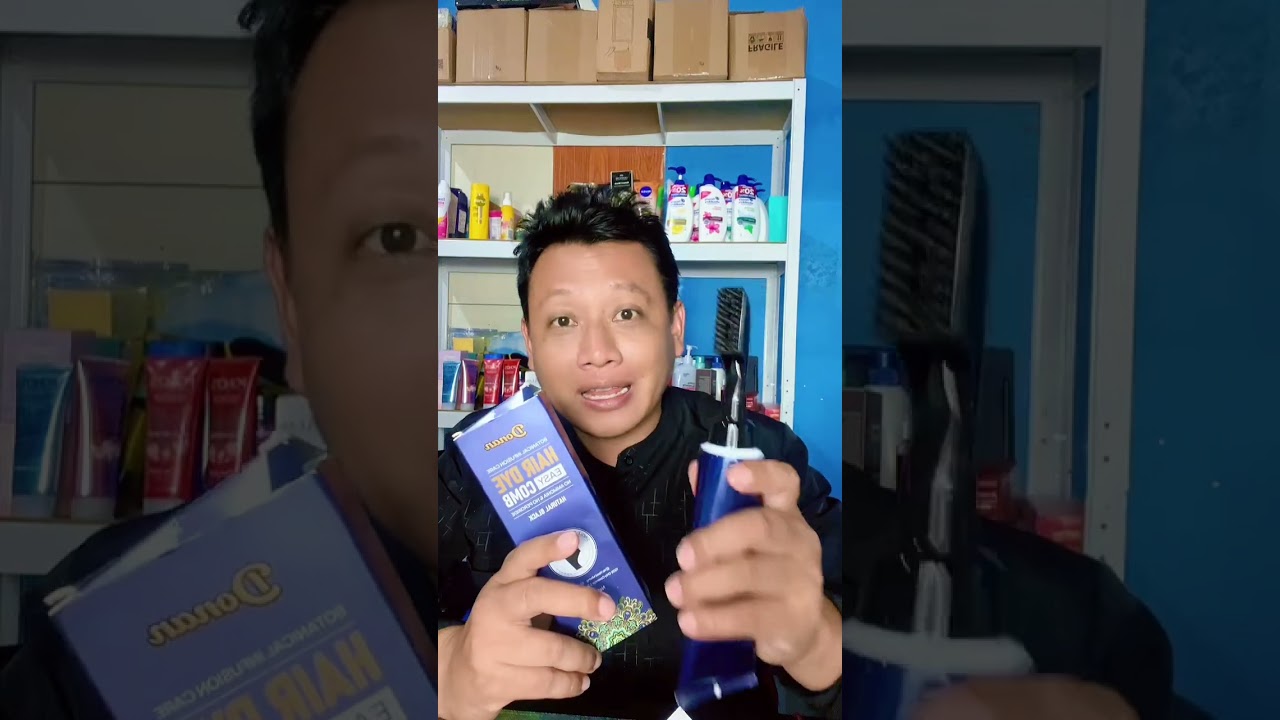Donan Hair Coloring Cream Penghitam rambut uban dengan menggunakan sisir 