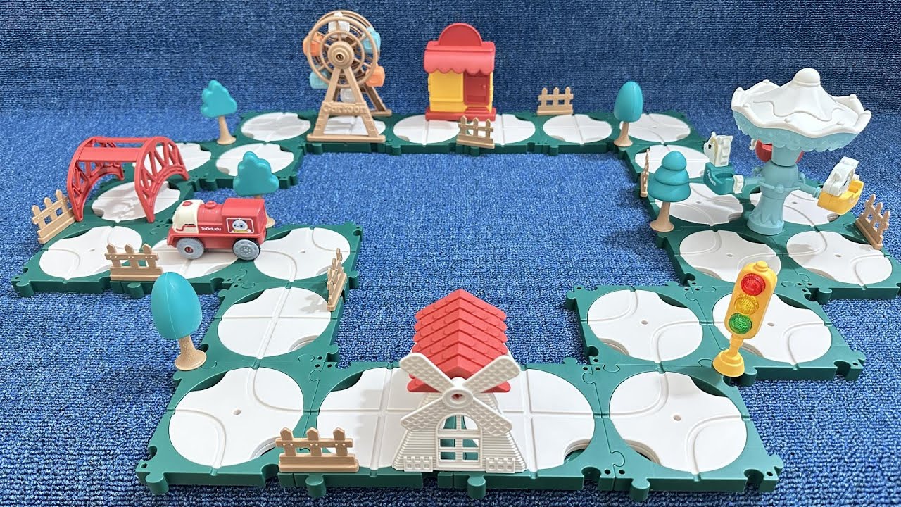 8 minutes Satisfying Unboxing of a Track Train Puzzle Park Toy | ASMR