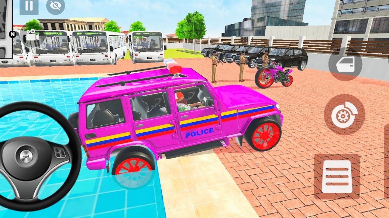 Car bike game*Franklin ordered an Indian police car and creta in the game 🎮With bus 🚨