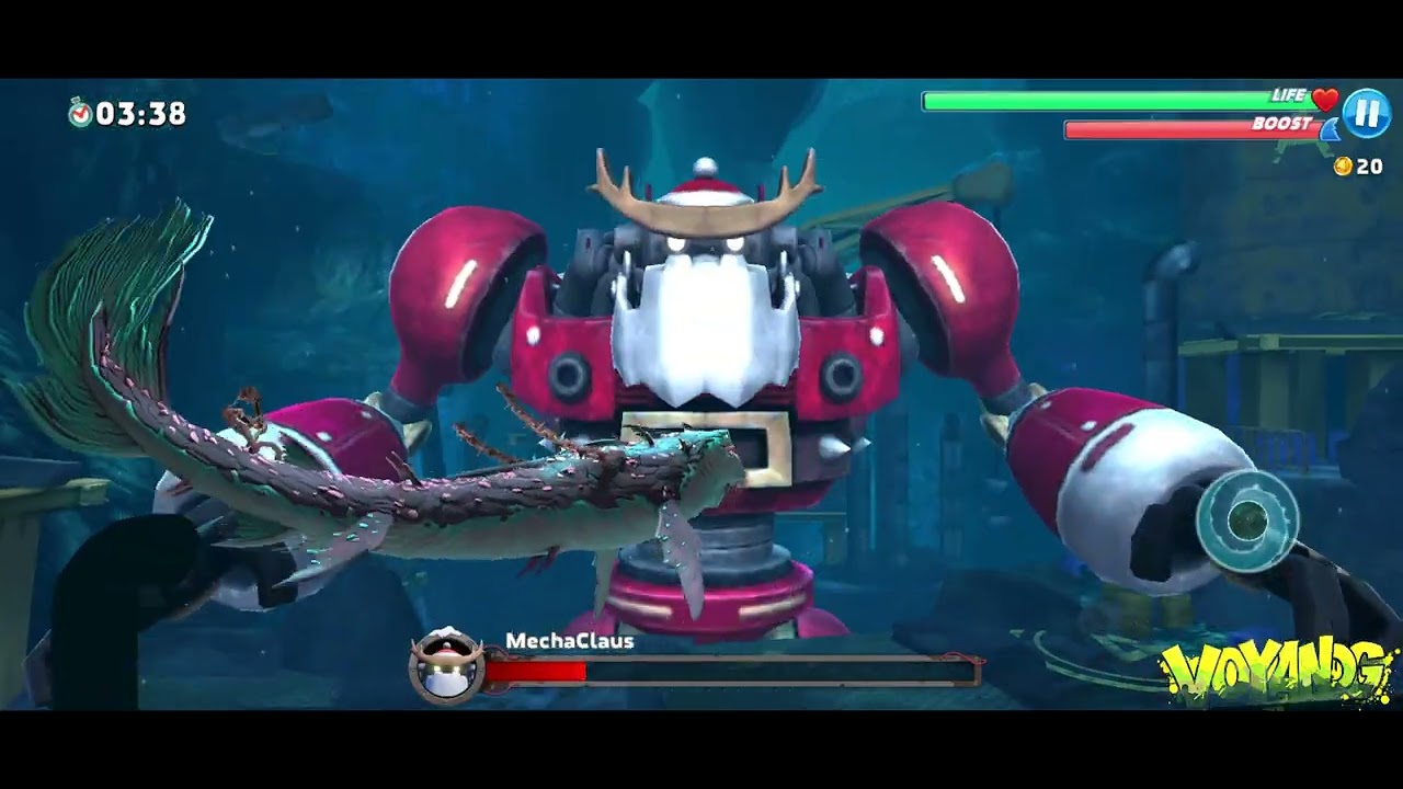 Undersharker Versus Mecha Claus (Christmas Boss Level) Hungry Shark World 