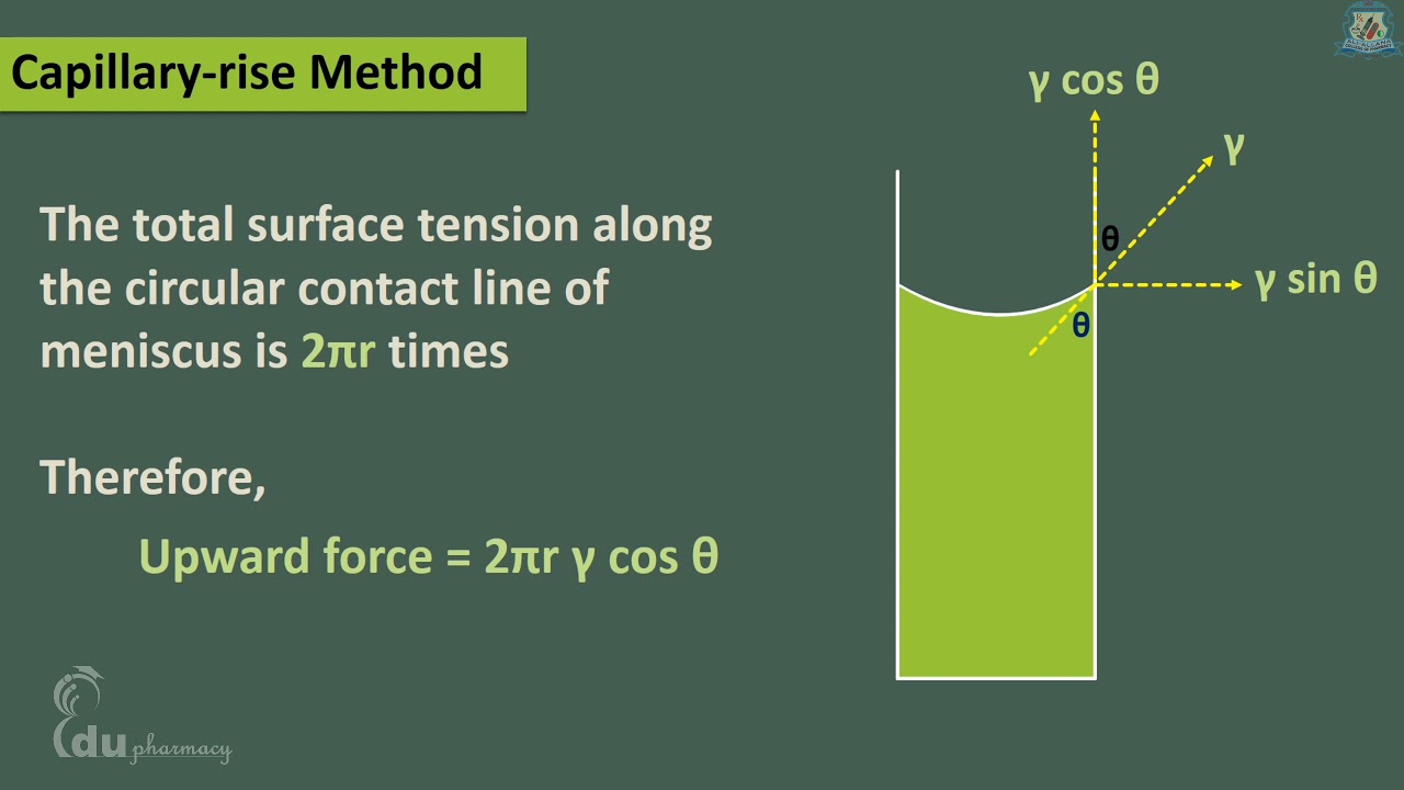 Capillary rise method for surface tension determination | Surface chemistry | surface phenomenon