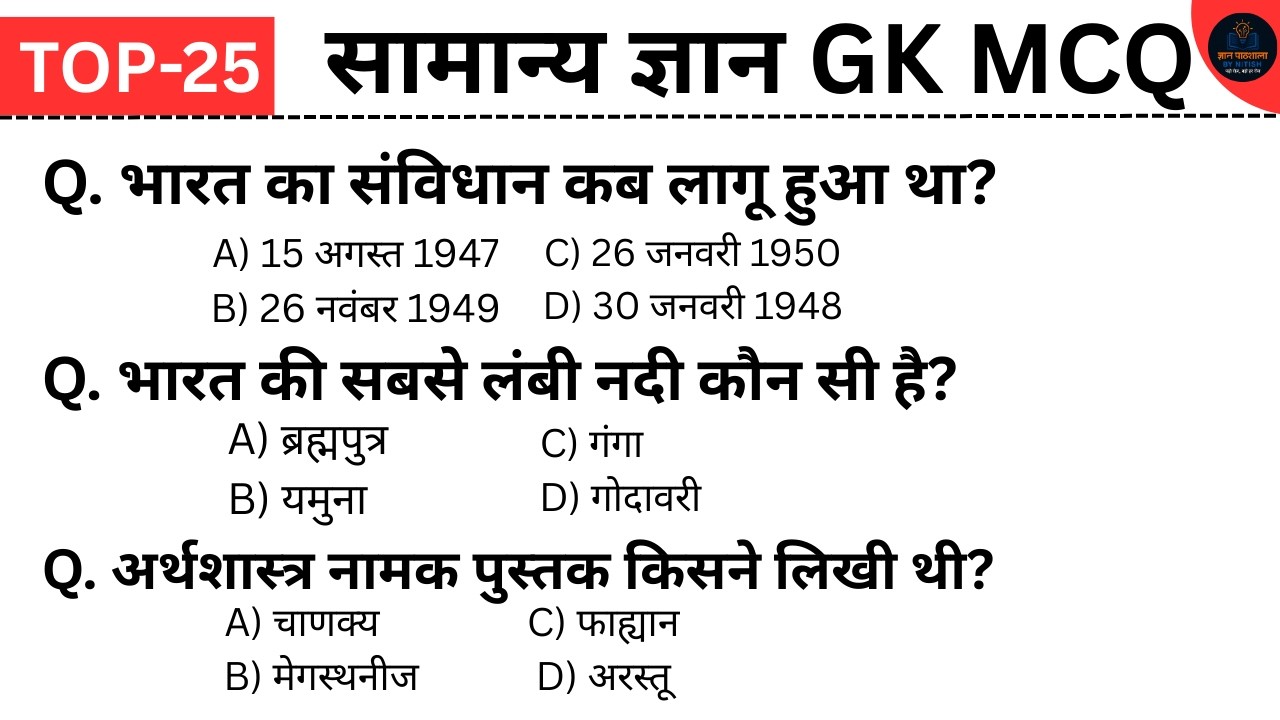 सामान्य ज्ञान | General Knowledge | GK GS Questions | All Competitive Exams | GK MCQ