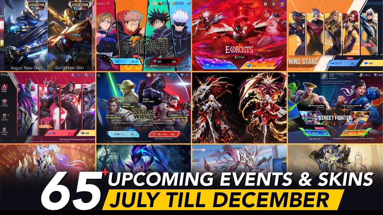 JULY- DECEMBER ALL EVENTS AND UPDTES|LEGEND SKINS OF KAGURA MIYA GRANGER GUSION& XAVIER|FREE CC SKIN