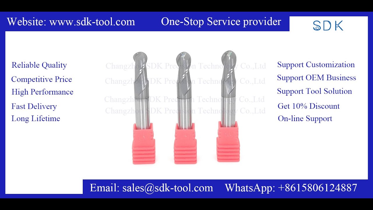 SSM Carbide 2 flute Variable Helix Ball nose end mill for steels-Improved Surface Finish