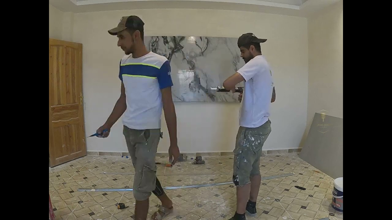 تركيب بدبل الرخام على حامل التلفاز