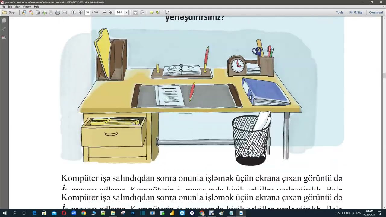 5-Cİ SİNİF İNFORMATİKA DƏRSLİYİ - KOMPÜTER(İŞ MASASI)