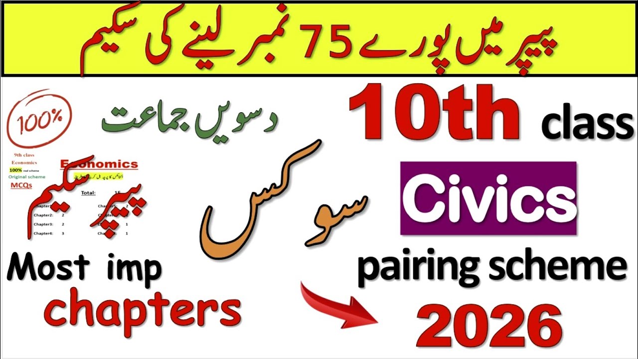 10th Class Civics Pairing Scheme 2026 🚀 | 10th class civics paper pattern 2026 🔥| civics guess 2026