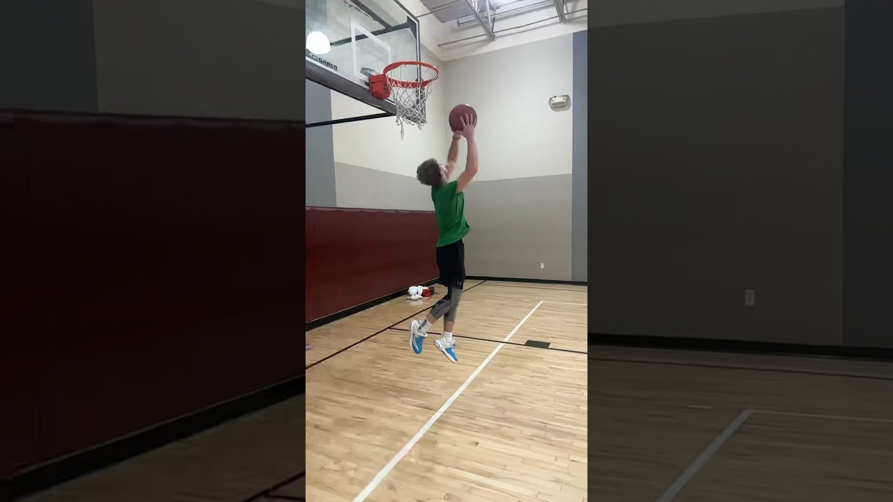 5&rsquo;8&rdquo; dunker - 360 rim hang #dunk #verticaljump #basketball #dunker