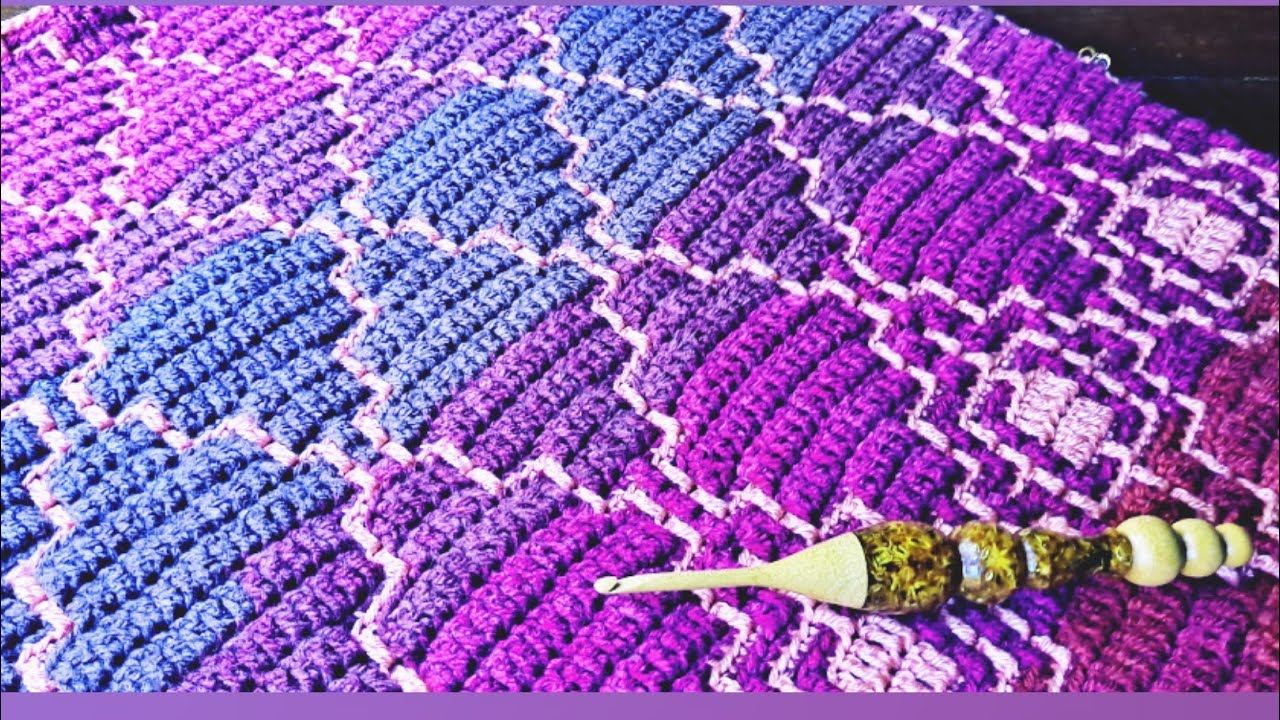 Mosaic Crochet Pattern # 34 - Work Flat or In The Round - MULTIPLE 18 + 4 (chart set Design 3)