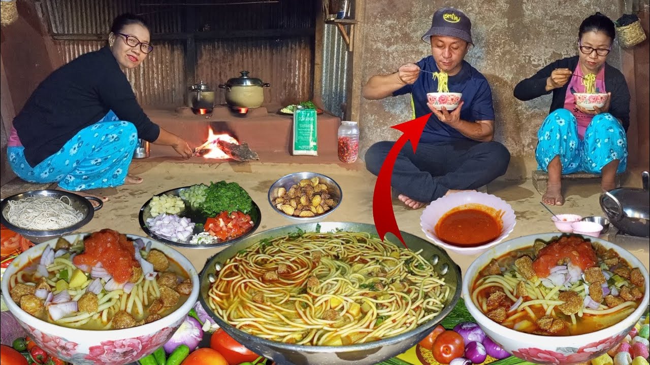 Village style Thukpa Recipe Making and Eating in Darjeeling Village Kitchen