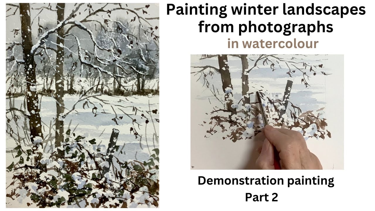 Painting winter landscapes from photographs in watercolour : demonstration Part 2
