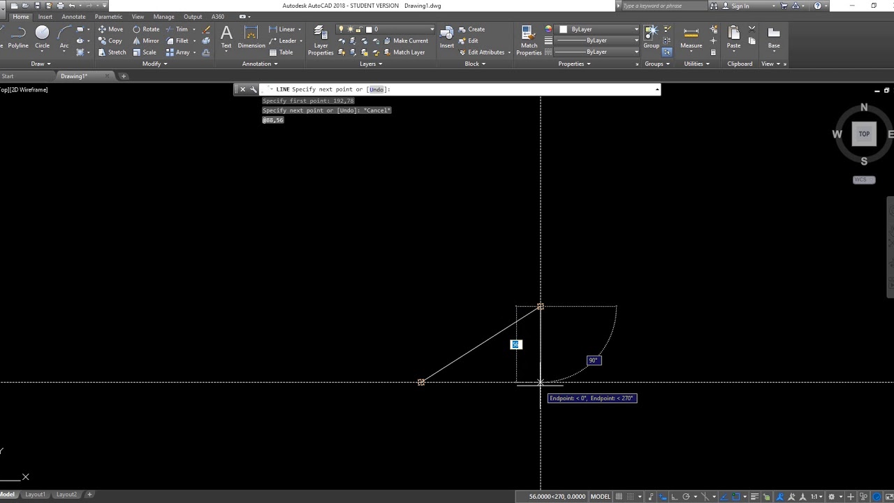 003 QCAD Lines with rectangular coordinates absolute y relative ones