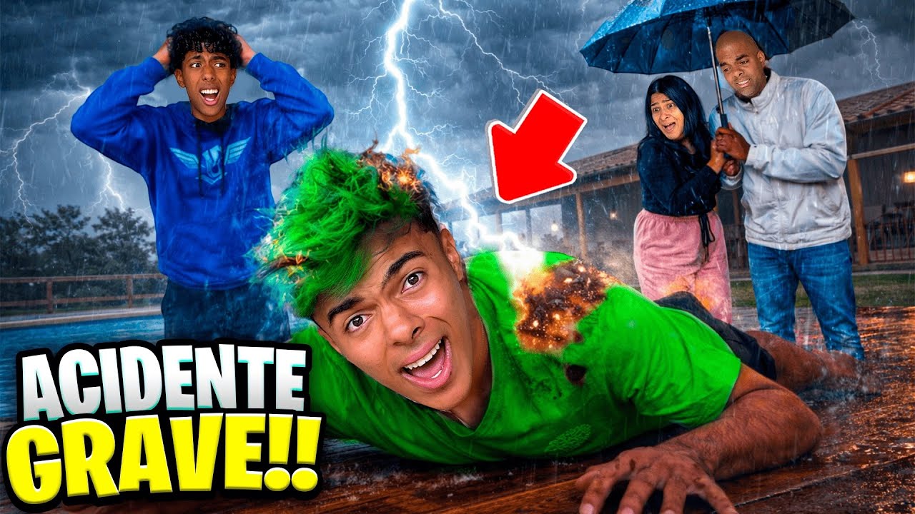 ESTEVÃO FOI ATINGIDO POR UM RAIO FORTE‼️ ACIDENTE GRAVE😱 *ela chorou com a trolagem 