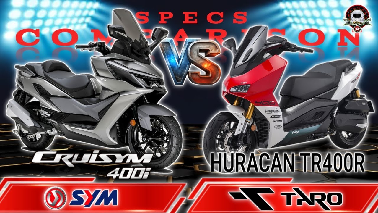 SYM CRUISYM 400i vs TARO HURACAN TR400R SPECS COMPARISON