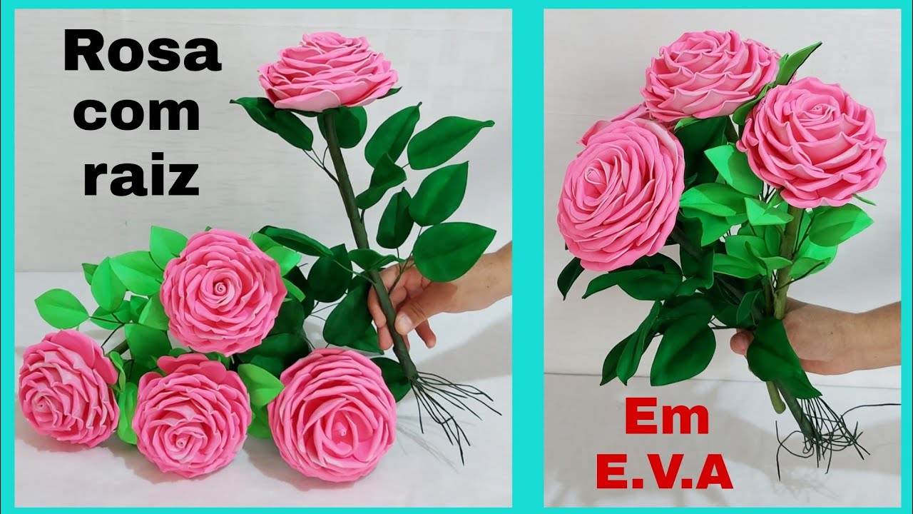 Como fazer rosa em E.V.A, com raízes, sem frisador.