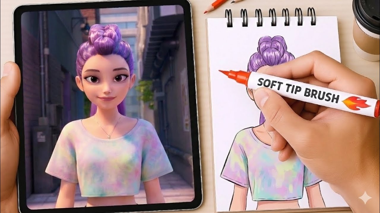 Drawing HUNTRIX in a DIFFERENT ART STYLE! (K-Pop Demon Hunter Style Swap) 🎨
