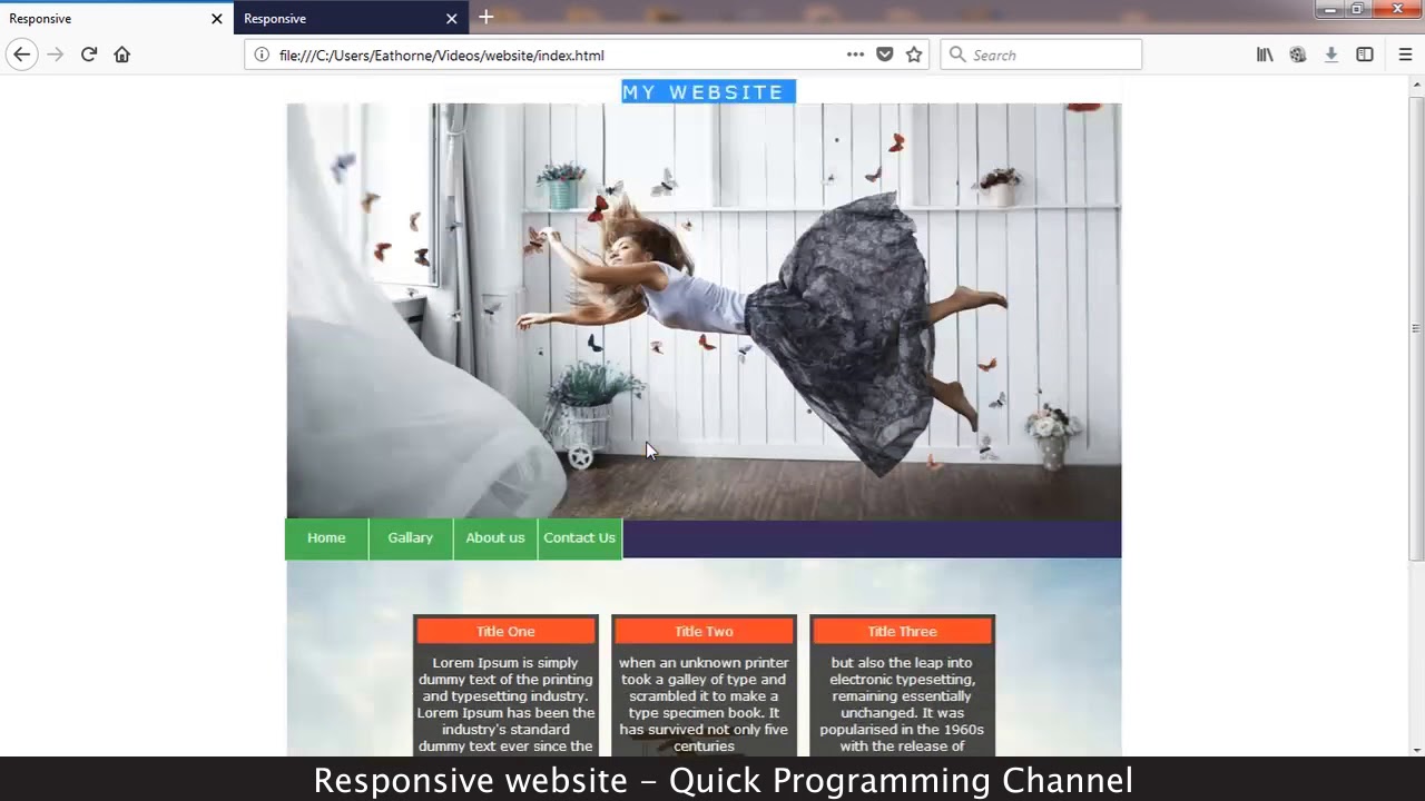 Responsive Web Design tutorial using HTML, CSS and Notepad