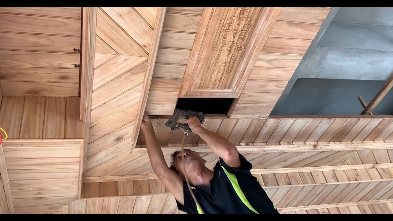 Natural Wood Ceiling Construction From Skilled Carpenter || Construction of Xoan Dao Wood Ceiling