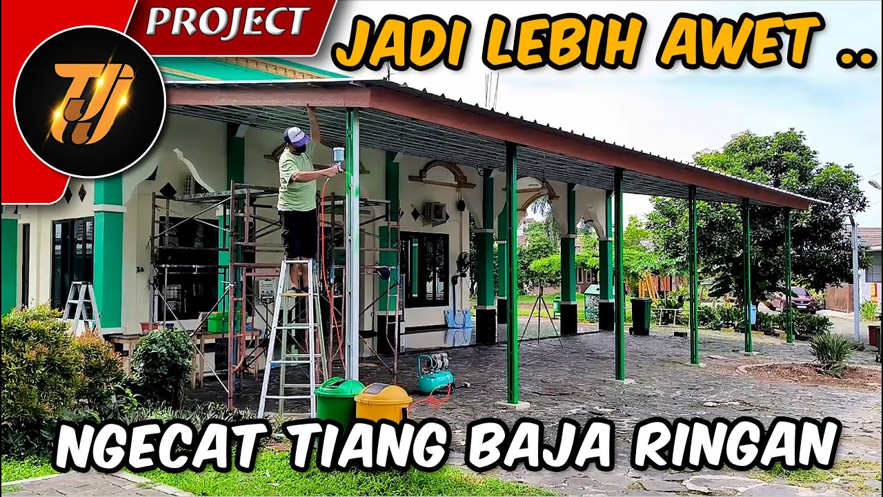 Project kanopi baja ringan masjid part 08 / ngecat tiang supaya lebih awet pakai Propan Sengkote DTM