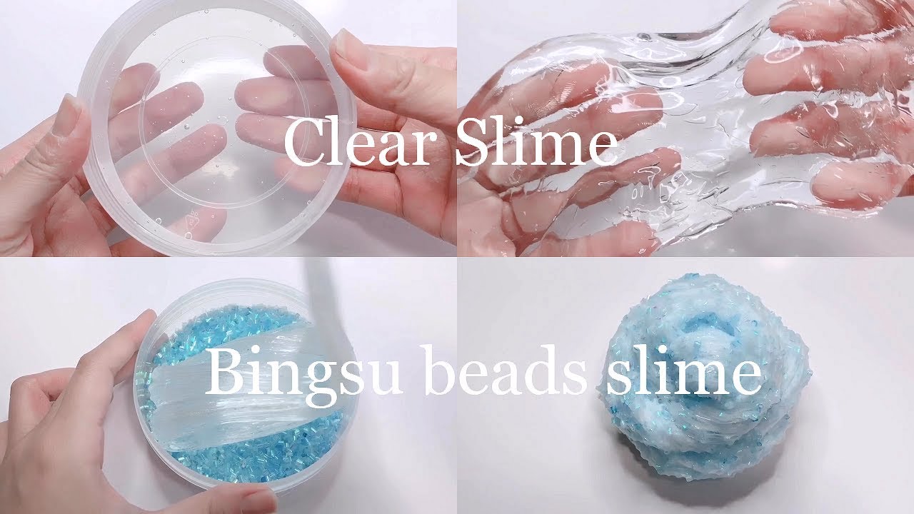 【ASMR】今年最後はクリアスライムでビングスビーズスライム(bingsu beads slime)を作る【音フェチ Slime 슬라임】