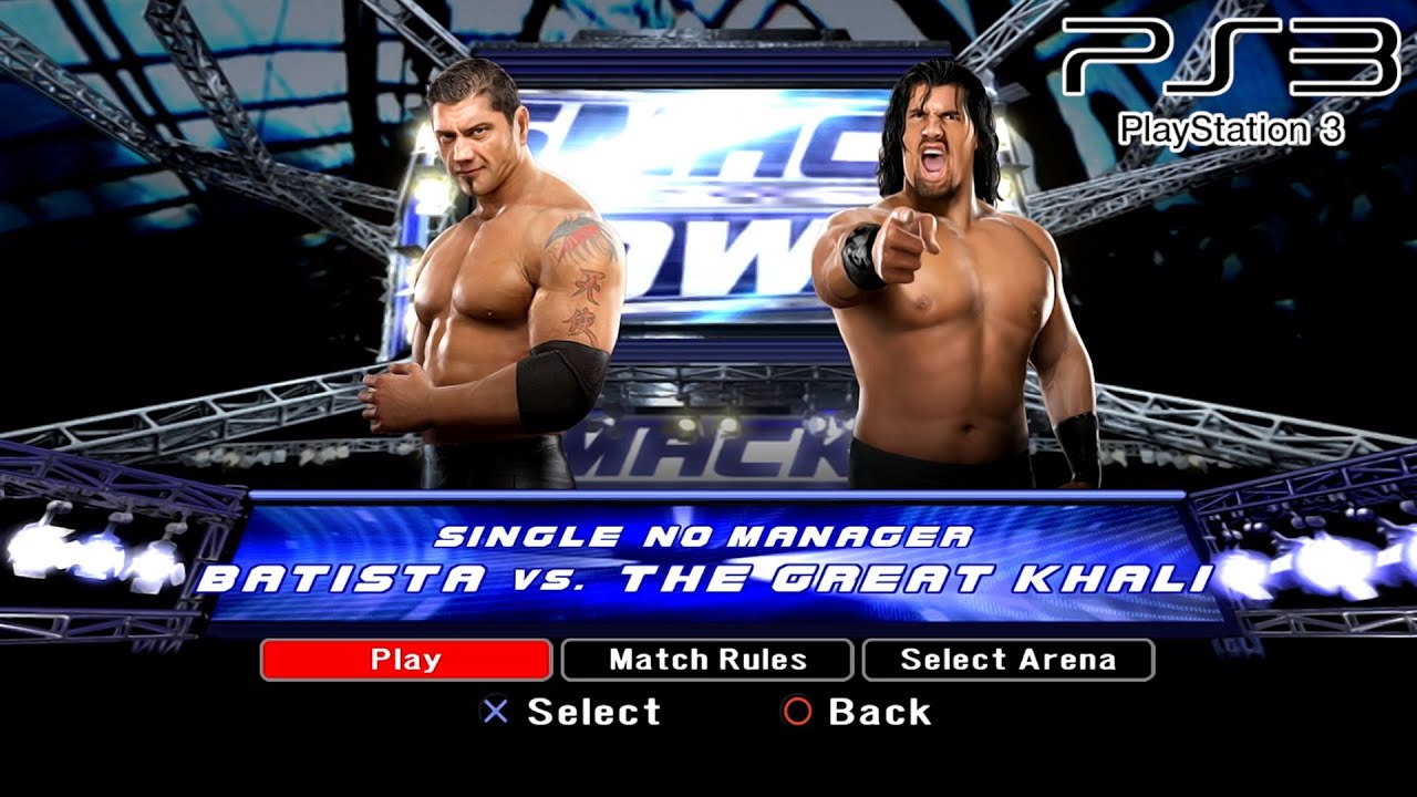 WWE SmackDown VS Raw 2008 PS3 - Batista VS The Great Khali [2K][mClassic]