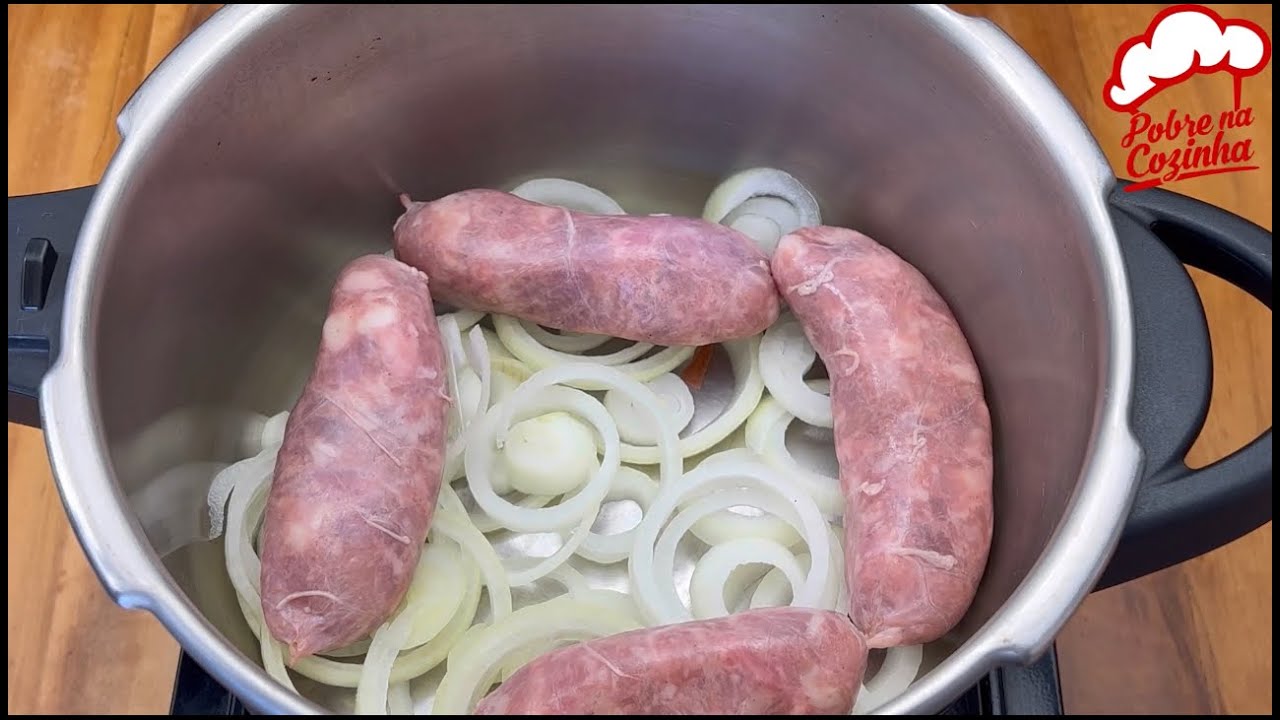 linguiça assada na pressão, sem agua e pronta em 5 minutos