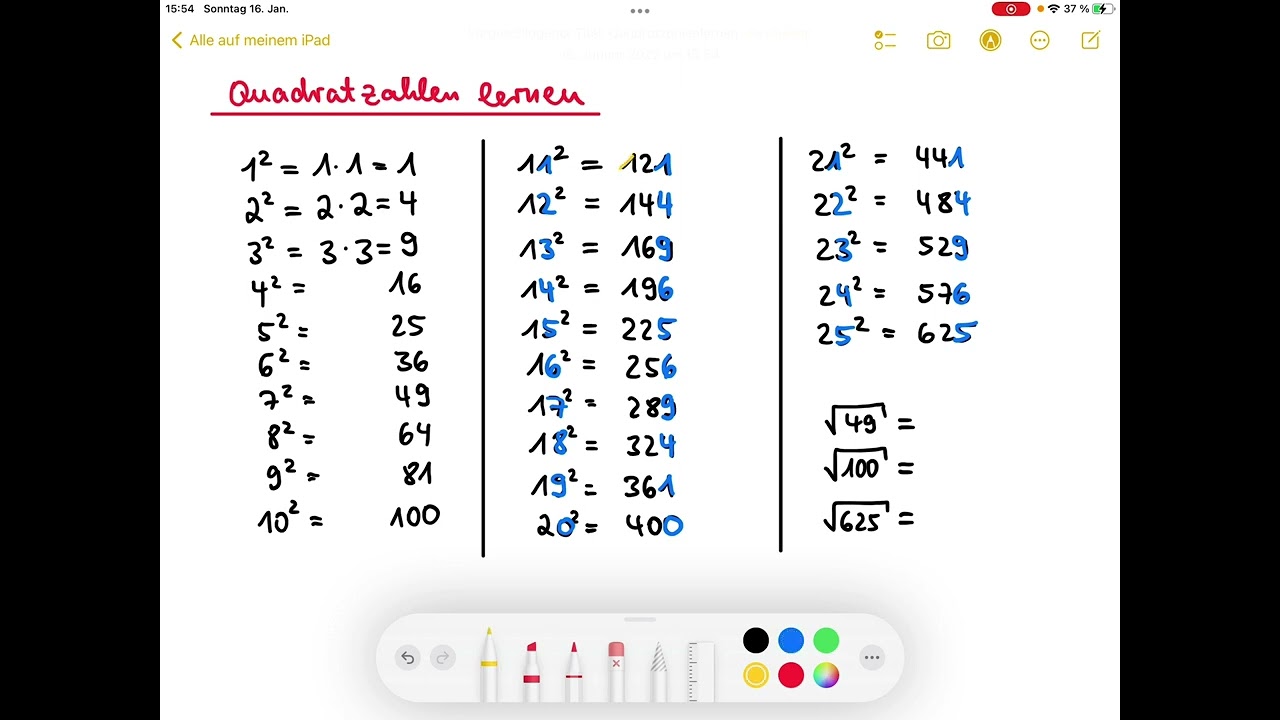 Quadratzahlen lernen mit Tipps und Tricks￼